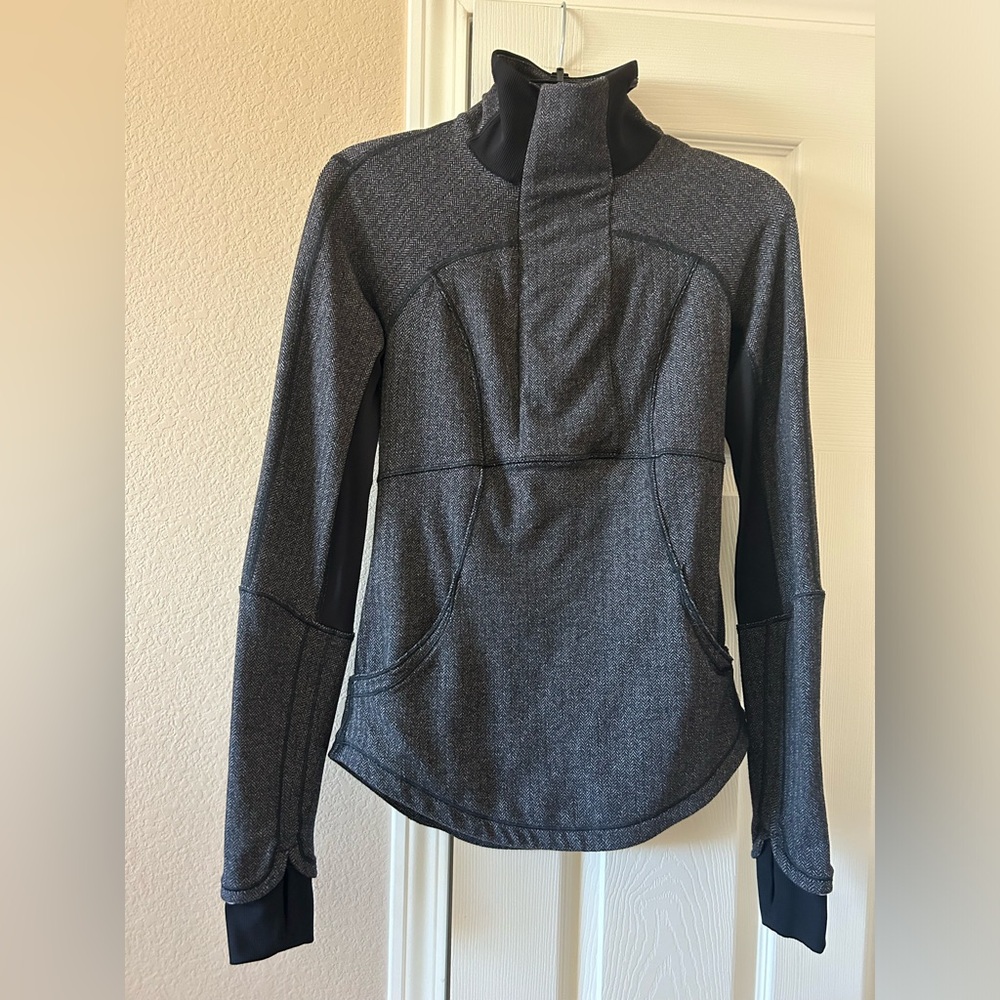 Lululemon Base Runner 1/2 Zip Heathered Herringbone